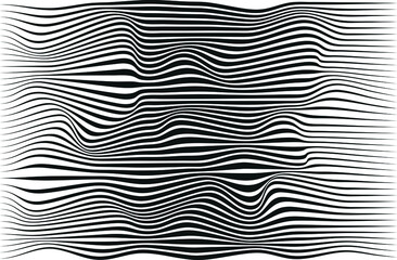 Fototapete - Optical illusion distorted wave. Abstract horizontal stripes vector design. Surreal pattern.
