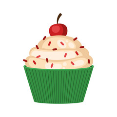 Wall Mural - sweet cupcake with cherry