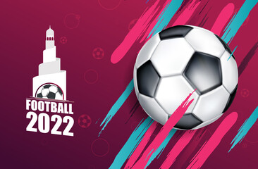 Wall Mural - Qatar football 2022. ball graphic design vector illustration. Qatar stylish background gradient