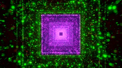 Aufkleber - Transition to abstraction. Motion. A bright tunnel with geometric bright figures everywhere moves inward in abstraction.