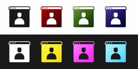 Poster - Set Create account screen icon isolated on black and white background. Vector