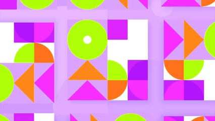 Poster - abstract bright geometric shapes for children, seamless loop. motion. squares, circles, triangles, c