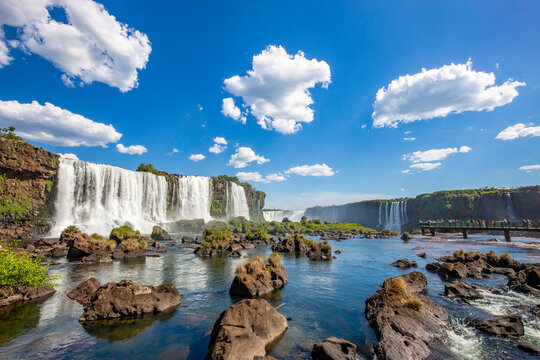 view of the iguazu falls, border between brazil and argentina.