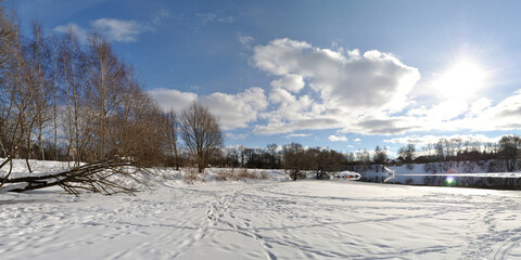 Sticker - Spring walk through the forest, beautiful panorama.