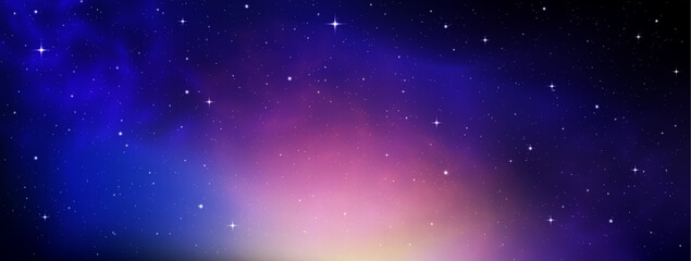 Wall Mural - Space background, realistic violet nebula, star.