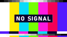 No Signal Glitch TV Pattern. Television Screen Error. Screen With Distorted Color Bars And Noise. Vector Illustration
