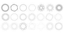 Big Spirograph Set. Set Of Abstract Figures For Text, Web, Logo, Business, Typography. Modern Circular Pattern With Abstract Figures. Collection Of Abstract Circular, Rectangular Figures Isolated.