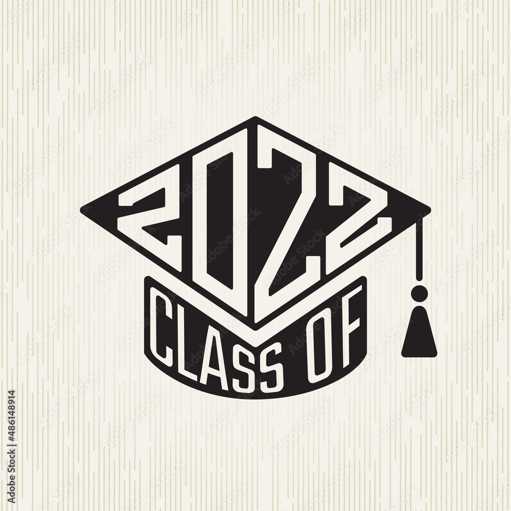 Class of 2022 Square Academic Graduation Cap Shape Sign Combined with ...