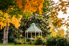 Garden Gazebo With Fall Leaves In Colorado