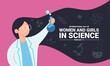 © Arif_Vector - International Day of Women and Girls in Science. Science icon set. Illustration of young scientist woman. vector illustration.