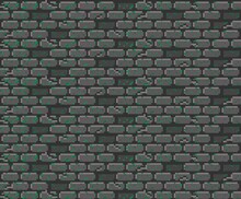 2D Moss Wall Tiling In Pixel Art.  Backgrounds Or Wallpaper Gray Brickwall
