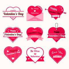 Wall Mural - Flat valentine's day label collection with heart.