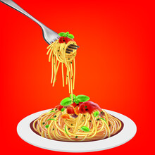 Vector Spaghetti On Fork.illustration Vector