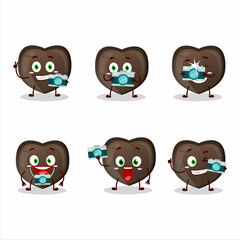 Sticker - Photographer profession emoticon with love chocolate candy cartoon character