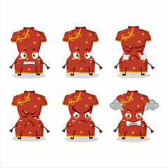 Sticker - Red clothing of chinese woman cartoon character with various angry expressions