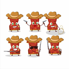 Wall Mural - Cool cowboy red clothing of chinese woman cartoon character with a cute hat