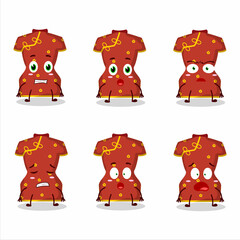 Canvas Print - Character cartoon of red clothing of chinese woman with scared expression