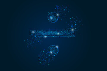 Wall Mural - abstract isolated blue image of a division sign. polygonal illustration looks like stars in the blas