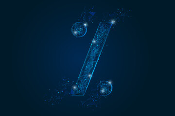 Wall Mural - abstract isolated blue image of a percent sign. polygonal illustration looks like stars in the blask
