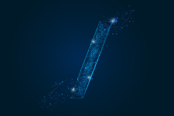 Wall Mural - abstract isolated blue image of a slash sign. polygonal illustration looks like stars in the blask n
