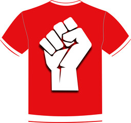 Wall Mural - Closed fist on shirt for print showing power, victory, freedom and success
