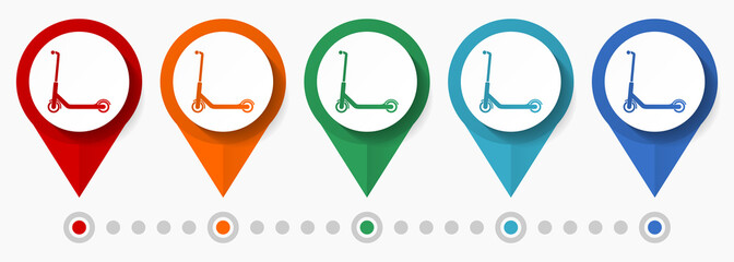 Poster - Scooter, sport concept vector icon set, flat design pointers, infographic template