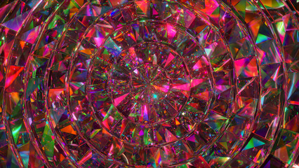 Poster - abstract diamond circular mosaic. pink green neon color. 3d illustration