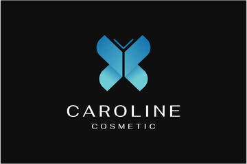 Wall Mural - beautiful modern butterfly, cosmetic beauty care fashion feminine logo design.