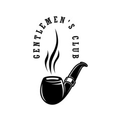 Wall Mural - Gentlemen's club. Smoking pipe in monochrome style. Design element for logo, label, sign, poster, card. Vector illustration