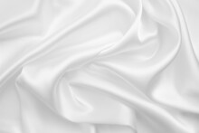 Elegance White Satin Silk With Waves, Abstract Background Luxury Cloth, Elegant Wallpaper Design. Abstract Background Luxury Cloth Or Liquid Wave