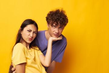 teenagers in colorful t-shirts posing friendship fun Lifestyle unaltered