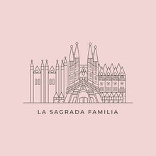 Sagrada Familia Line Art Building Icon Logo Vector Symbol Illustration Design