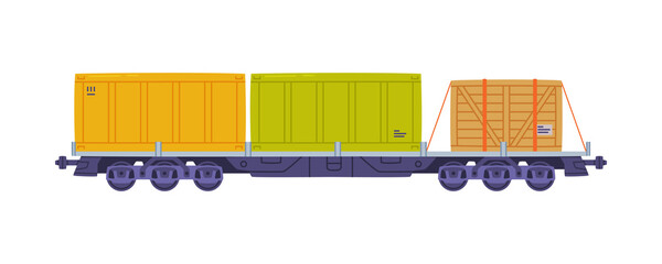 Wall Mural - Rail Freight Transport as Cargo Delivery Logistics Service Vector Illustration