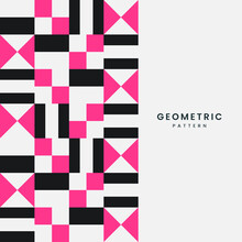 Geometrical Shape Pattern Style With Minimalist Elements Template Cover, Abstract Composition With Colorful Pink, Black Elements Structure Creative On White Background