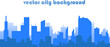 © siwarug - silhouette blue city building in flat illustration vector, urban cityscape design for background