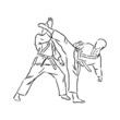 Karate kick technique sketch illustration. Asian martial art sport hand drawn design