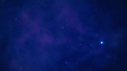 Wall Mural - Timelapse of starry night blue sky with lots of shining stars with clouds