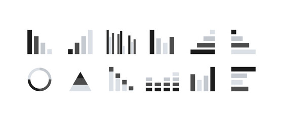 Poster - Chart icon set. Bar graph. Pie chart. Table data. Business concept. Vector eps 10