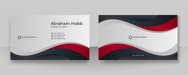 Poster - Modern elegant simple clean red white gold and black business card design vector template with creative professional technology corporate style