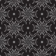 Seamless pattern with white abstract flowers on a black background for packaging, fabrics, backgrounds and other products.