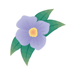 Sticker - purple flower with leaves