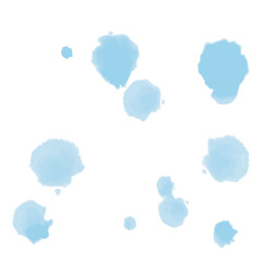 Poster - Watercolor or ink stains background. Abstract blue paint shapes. Isolated texture on white. Modern minimalist art. Design for party invitation or poster.