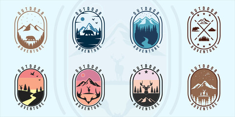 Wall Mural - set of outdoor adventure wildlife logo modern vintage vector illustration template icon graphic desi