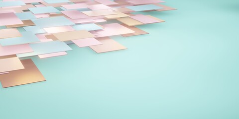 Wall Mural - pastel background geometric tile hierarchy of abstract squares For pasting text 3D illustrations