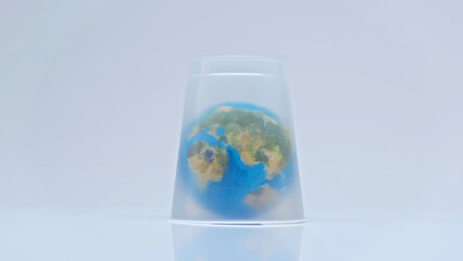 Wall Mural - globe covered with plastic cup on grey