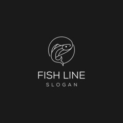 Canvas Print - Line Fish Logo Design Modern Vector Template. FIsh Logo. Vector Illustration