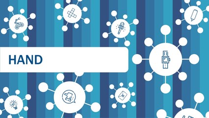 Poster - Abstract hand background. Medical word with icons. Medical concept. Vector illustration. Health care