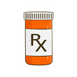 RX Prescription Drugs Pill Bottle.. Cartoon. Vector illustrator