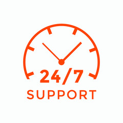 24 hours call center icon vector | 24/7 support icon sign button | call center symbol icon template colorful
