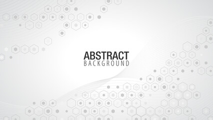Poster - abstract gray wavy lines and hexagons technology pattern on gradient background. geometric vector sh
